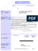 Appel de Cotisations Premier Trimestre 2024