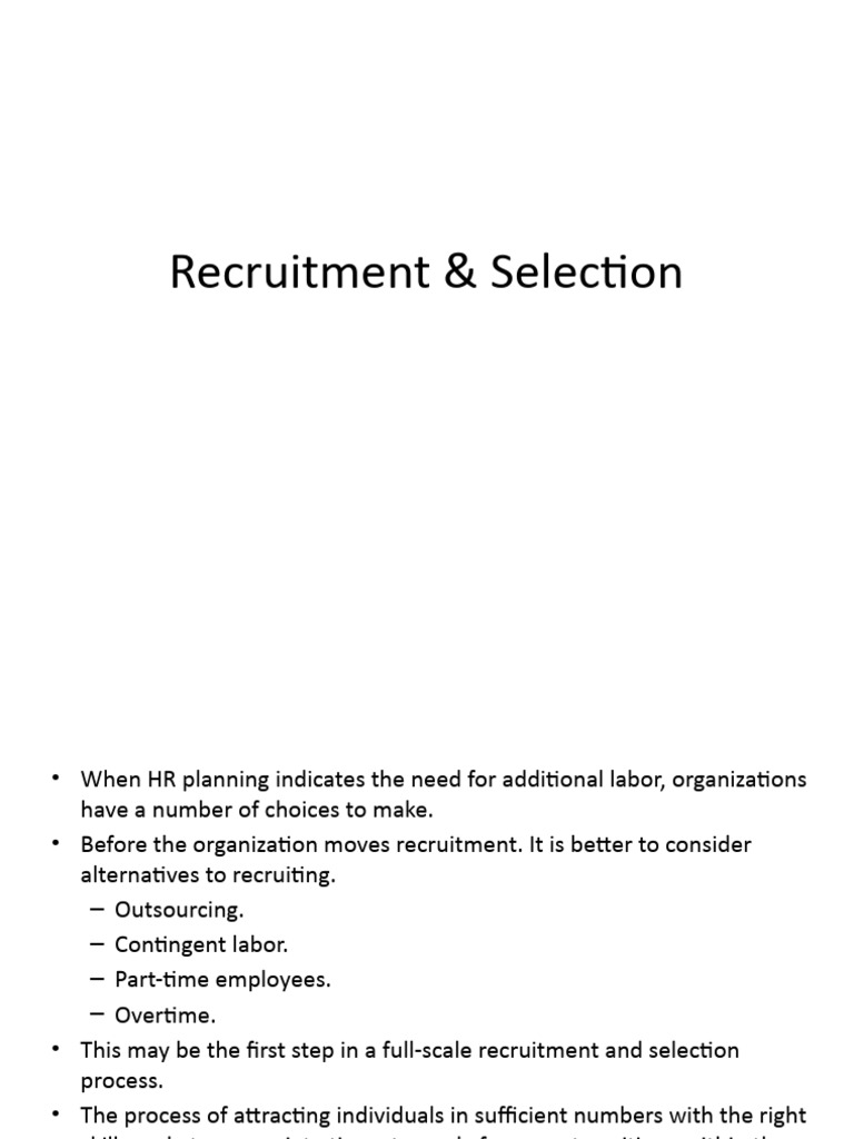 Recruitment & Selection New | PDF | Recruitment | Employment