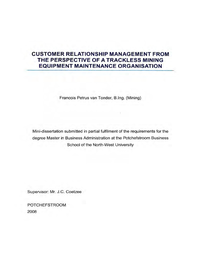 Customer Relationship in Trackless Mobile Machinery | PDF | Customer