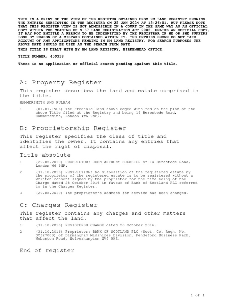 HM Land Registry Title Overview | PDF | Finance & Money Management
