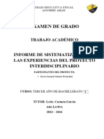 Informe de Sistematización Del Proyecto Interdisciplinario Aa 2023-2024