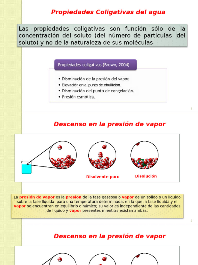 Propiedades Coligativas | PDF | Vapor | Ósmosis