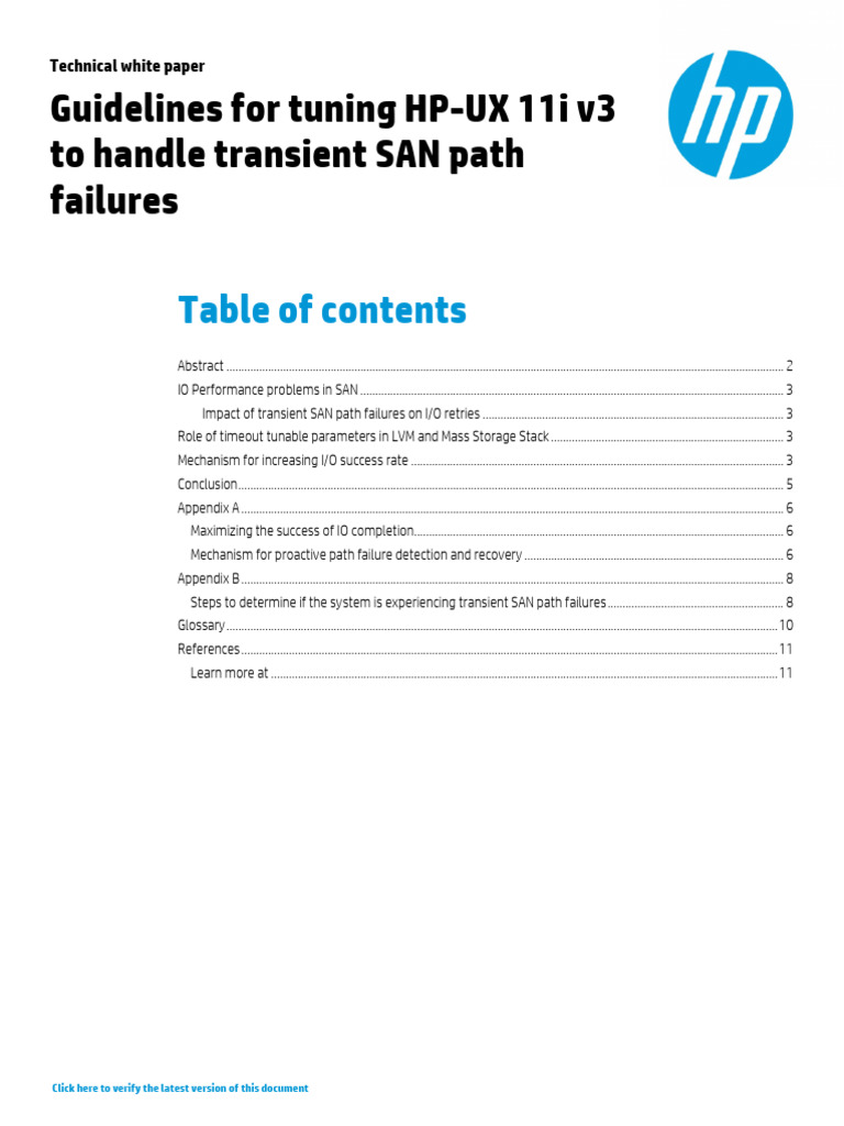 Guidelines For Tuning HP-UX 11i v3 To Handle Transient SAN Path ...