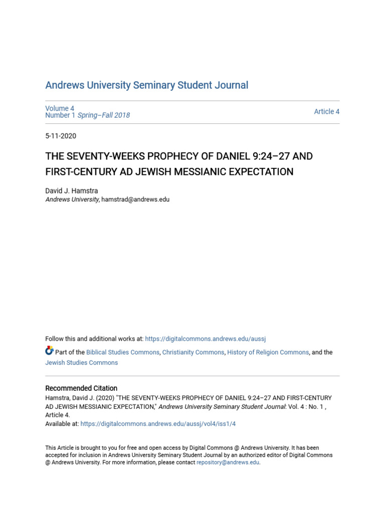 What Is Daniel 9 24 27 About