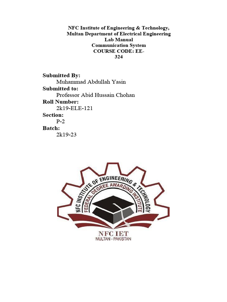Communication System Lab Manual 123 PDF Modulation Detector (Radio)
