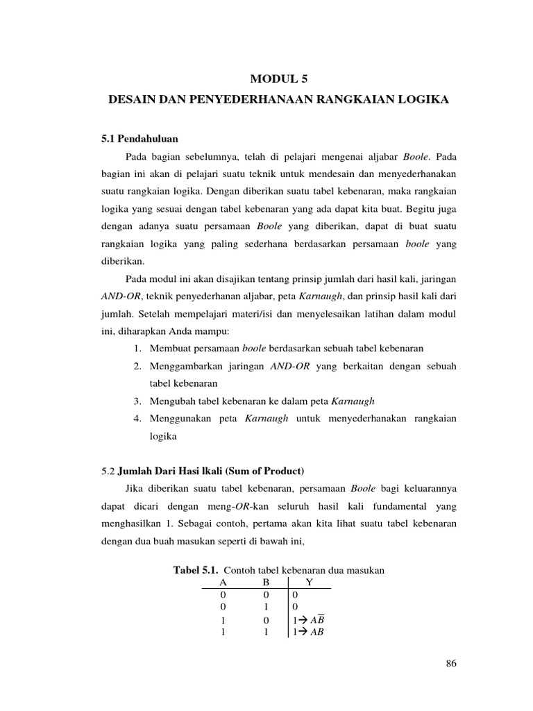Modul 5 Desain Dan Penyederhanaan Rangkaian Logika-1 | PDF