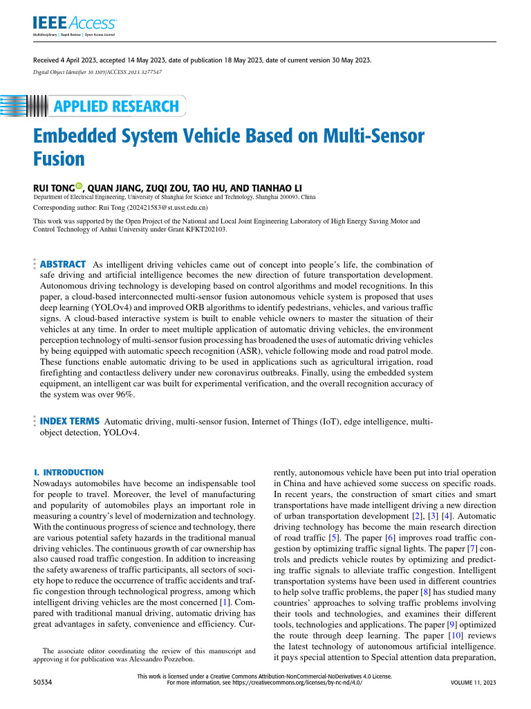 Multi-Sensor Fusion for Autonomous Vehicles | PDF | Internet Of Things ...