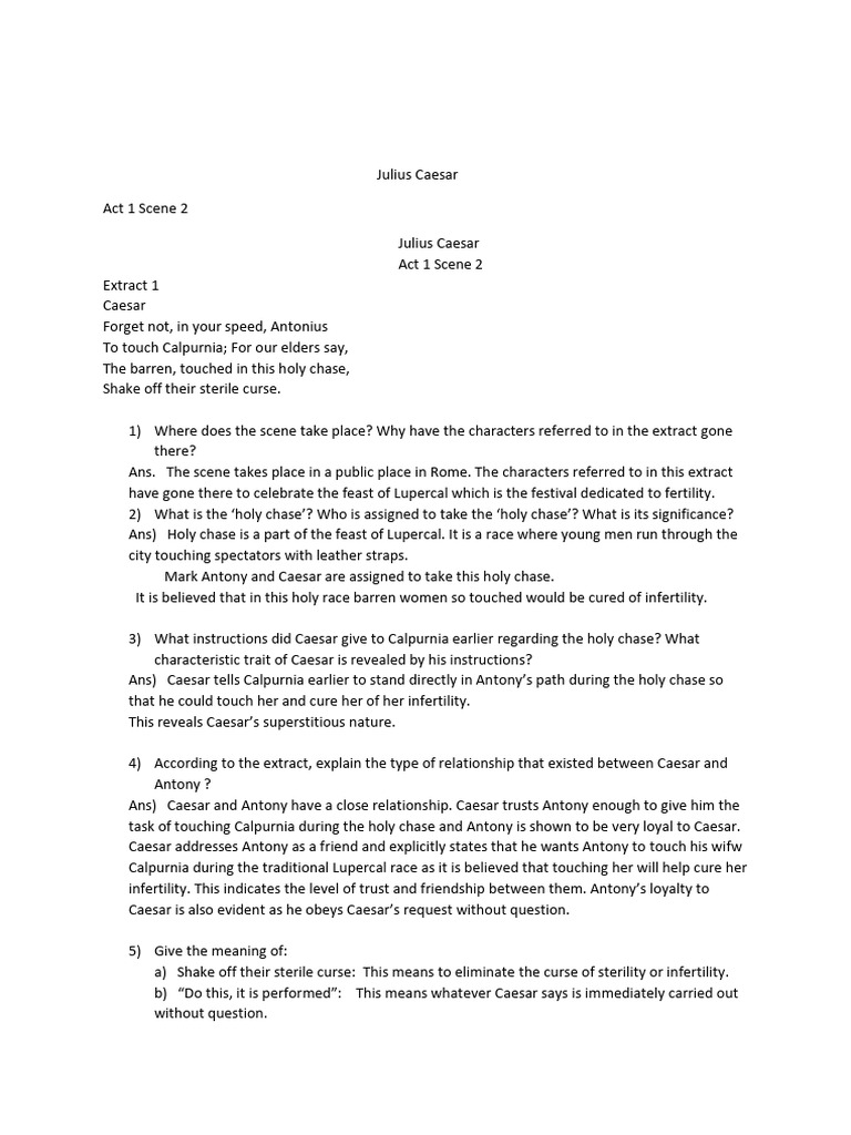 Summary and Analysis of Act 1, Scene 2 | PDF | Aeneas | Julius Caesar