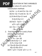 Linear Equation Find The Value of X and y From Substitution Method