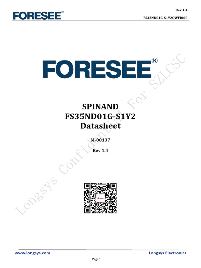 FS35ND01G-S1Y2 NAND Flash Datasheet | PDF | Flash Memory | Input/Output