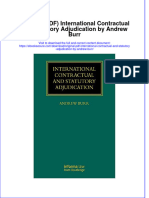 Original PDF International Contractual and Statutory Adjudication by Andrew Burr PDF