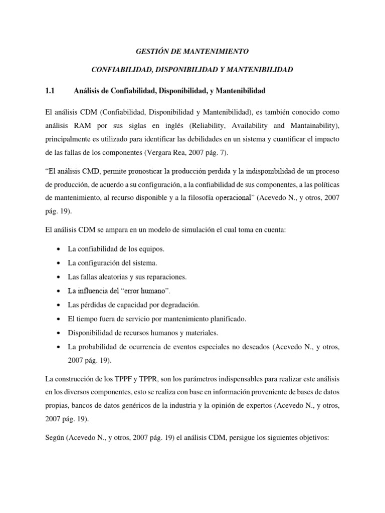 Confiabilidad Mantenibilidad Disponibilidad Pdf Ingeniería De