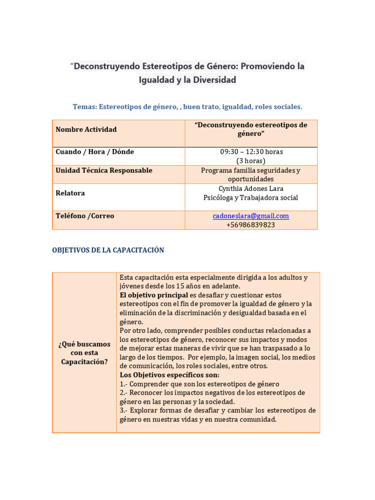 Deconstrucción de Estereotipos de Género | PDF | Rol de género ...