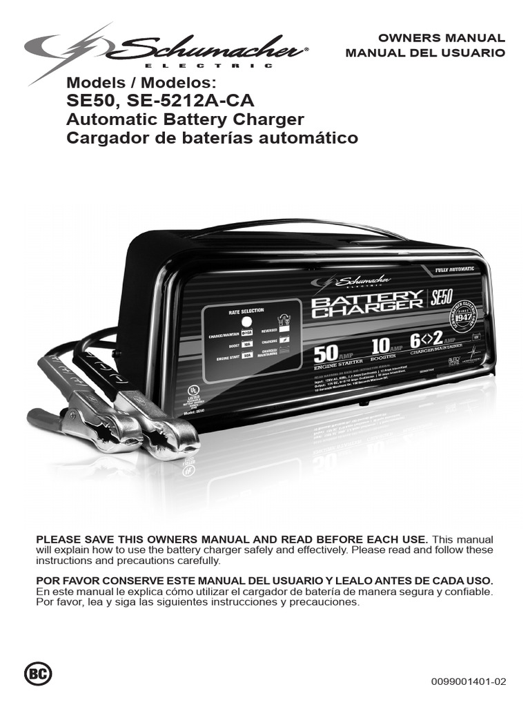 Schumacher Se50 | PDF | Battery Charger | Rechargeable Battery