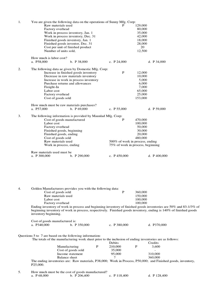 Manufacturing Data Analysis for 2023 | PDF | Cost Of Goods Sold | Inventory