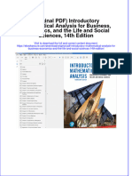 Original PDF Introductory Mathematical Analysis For Business Economics and The Life and Social Sciences 14th Edition PDF