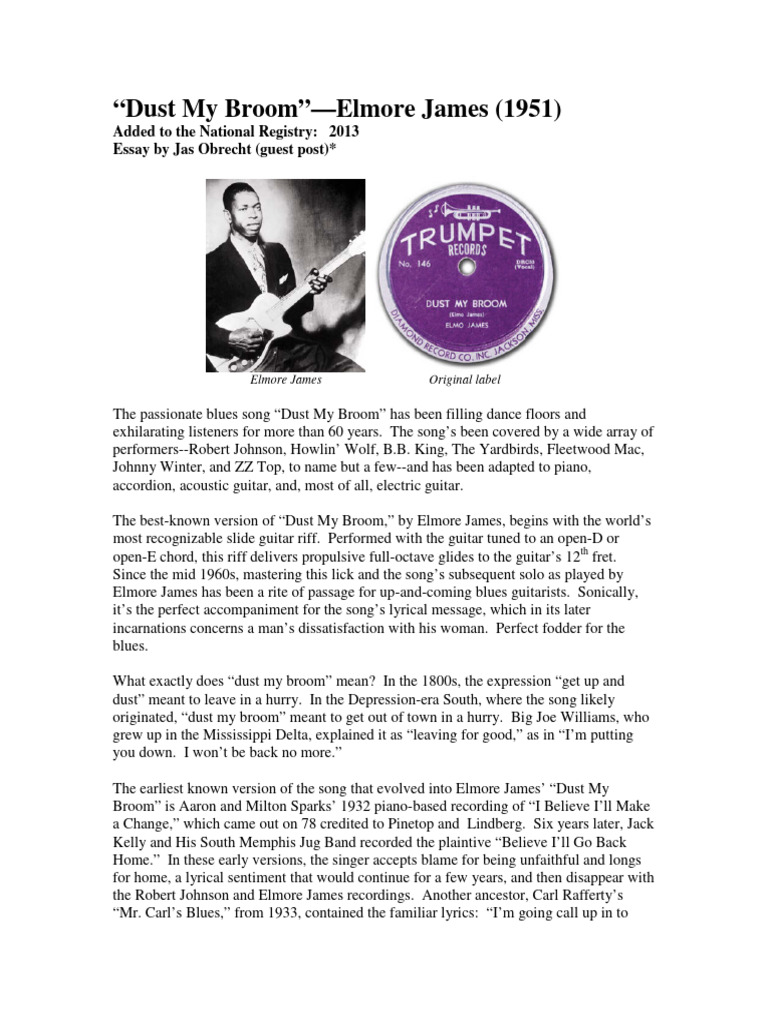 Dust My Broom PDF Music Of The African Diaspora American Folk Music