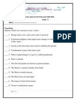 Fianl Revision Sheet (Science GR6)