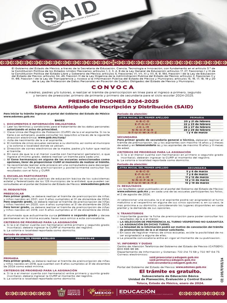 Convocatoria SAID 2024 PDF