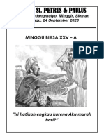 Minggu Biasa XXV A - 24 September 2023