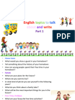 English Topics To Write and Talk