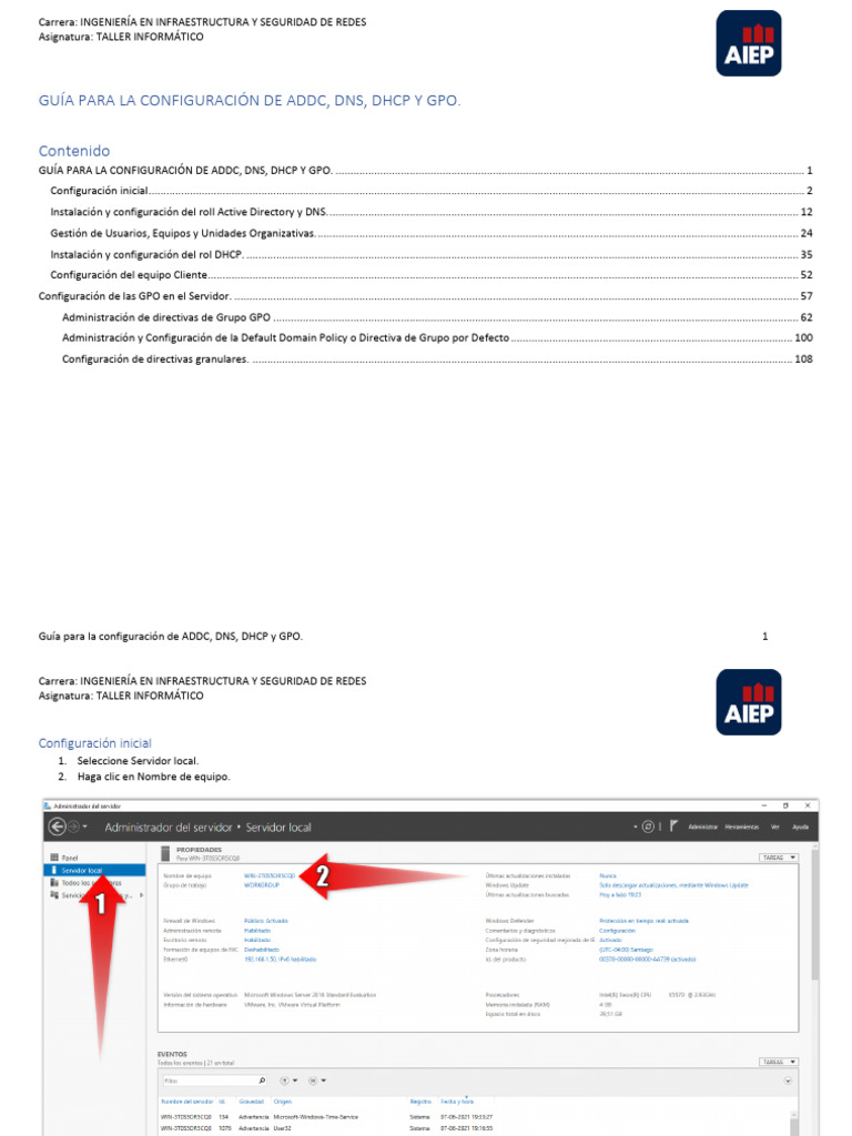 Guía para La Configuración de ADDC, DNS, DHCP y GPO | PDF | sistema de ...