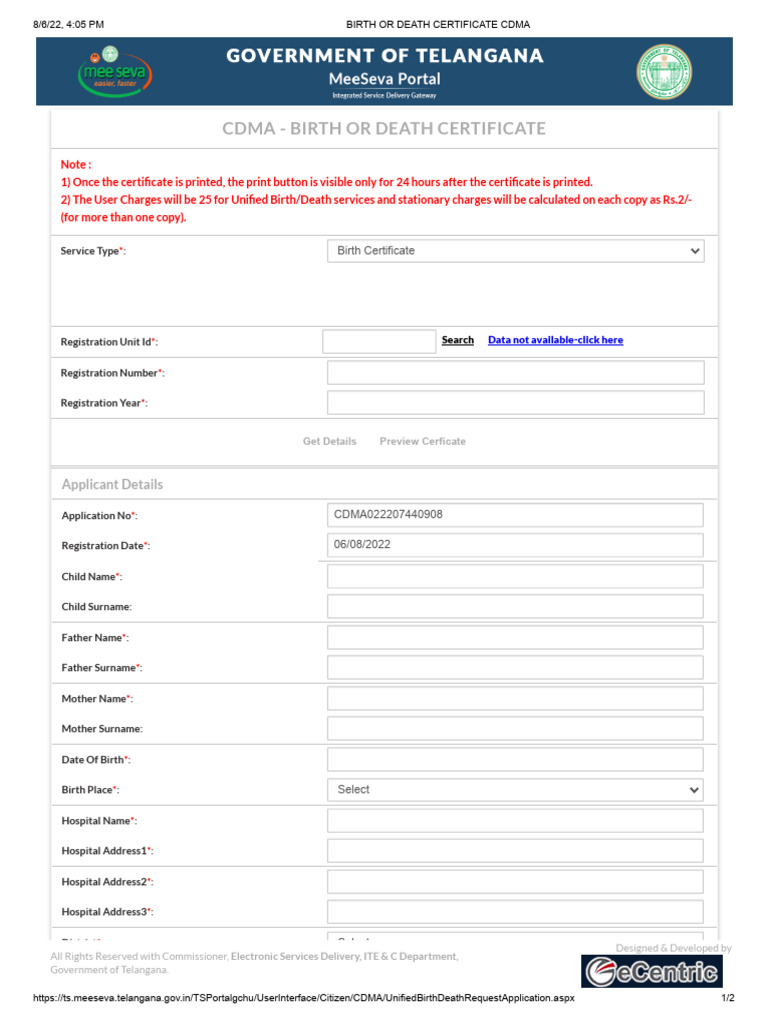 BIRTH CERTIFICATE APPLICATION PDF visual data 7