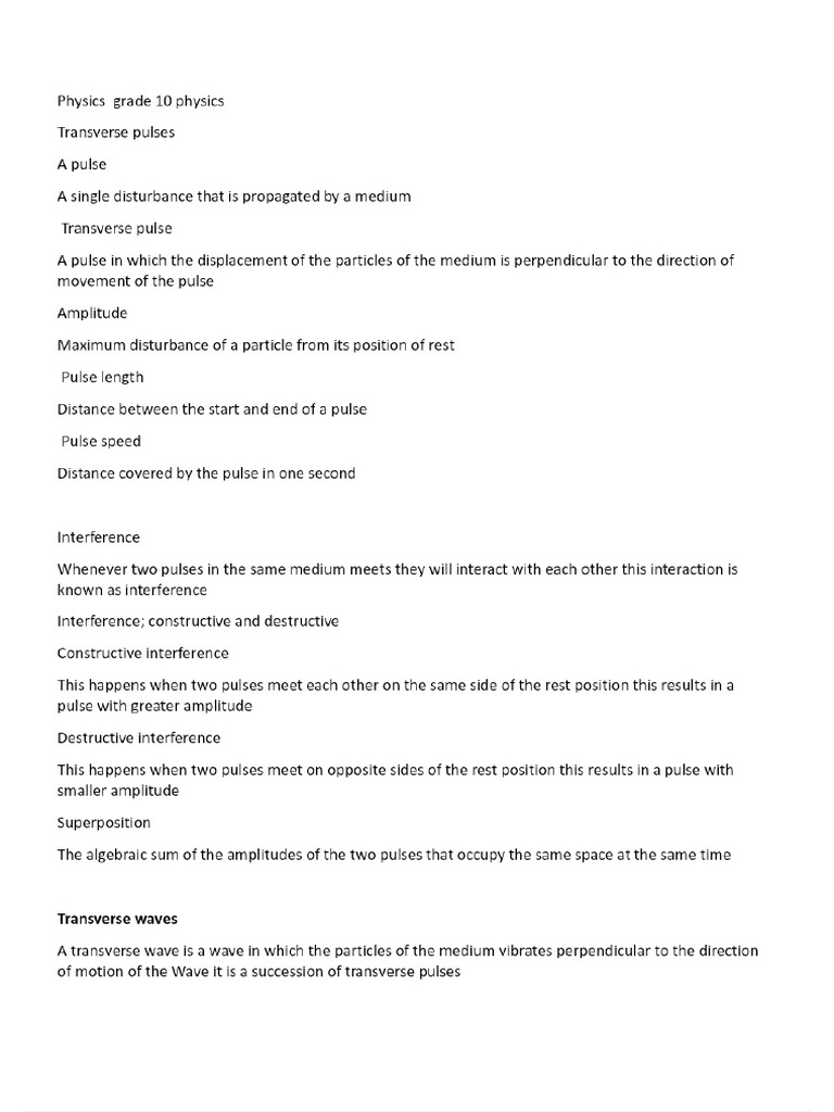 Physics Grade 10 Notes | PDF