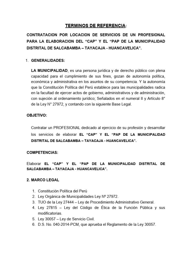 TDR Cap y Pap Descargar gratis PDF Gobierno local Ciencias Políticas
