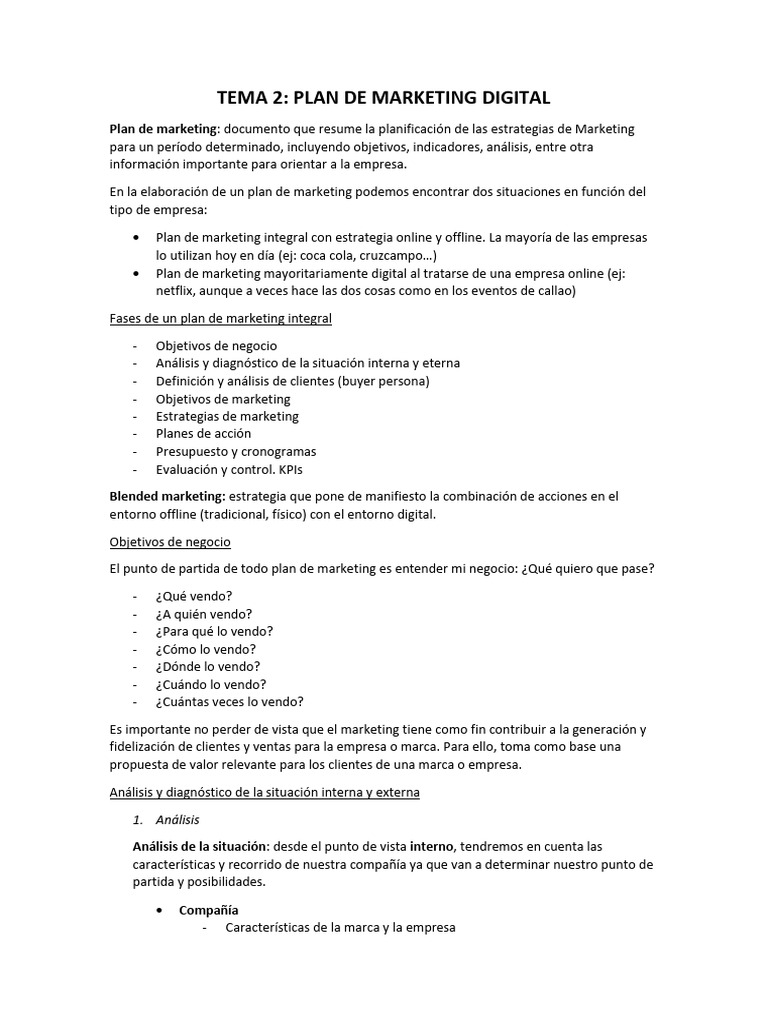 Plan de Marketing Digital: Estrategias y Fases | PDF | Marketing | Business