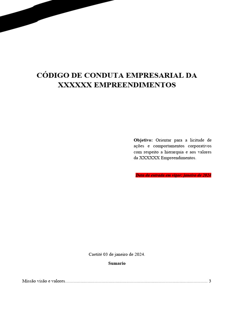 Código de Conduta da XXXXXX Empreendimentos | PDF | Assédio sexual ...