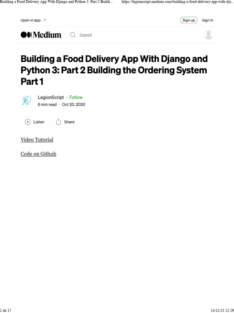 Building a food delivery app with django and python 3 part 2 building