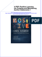 (Original PDF) Positive Learning Environments Creating and Maintaining Productive Classrooms 1