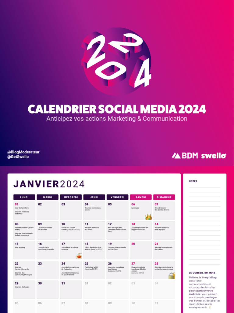 Calendrier Social Media 2024 PDF