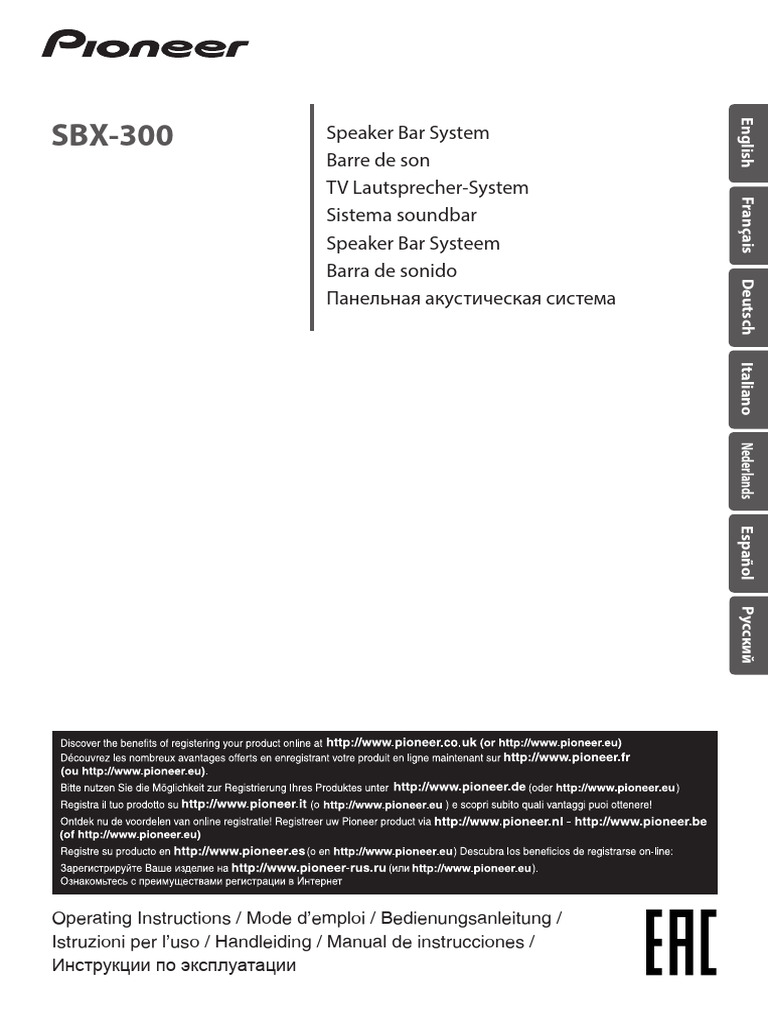 Manual Barra de Sonido Pioneer SBX-300 | PDF