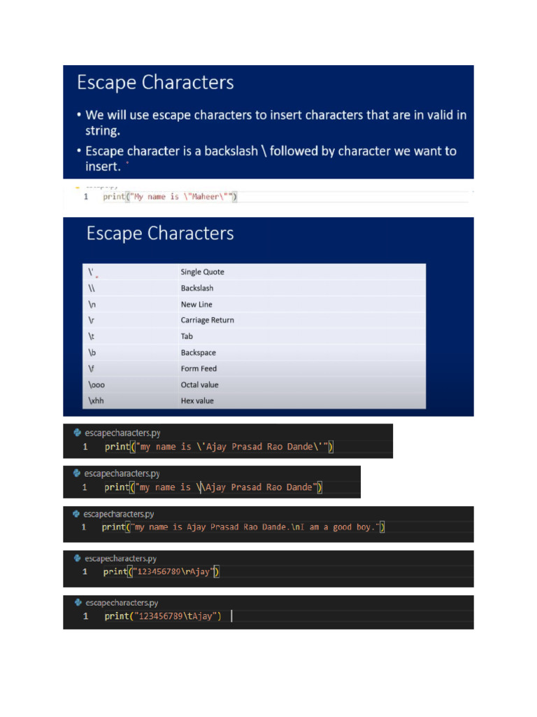 Escape Characters | PDF