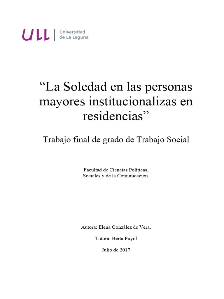Soledad en residencias de mayores | PDF | Vejez | Soledad