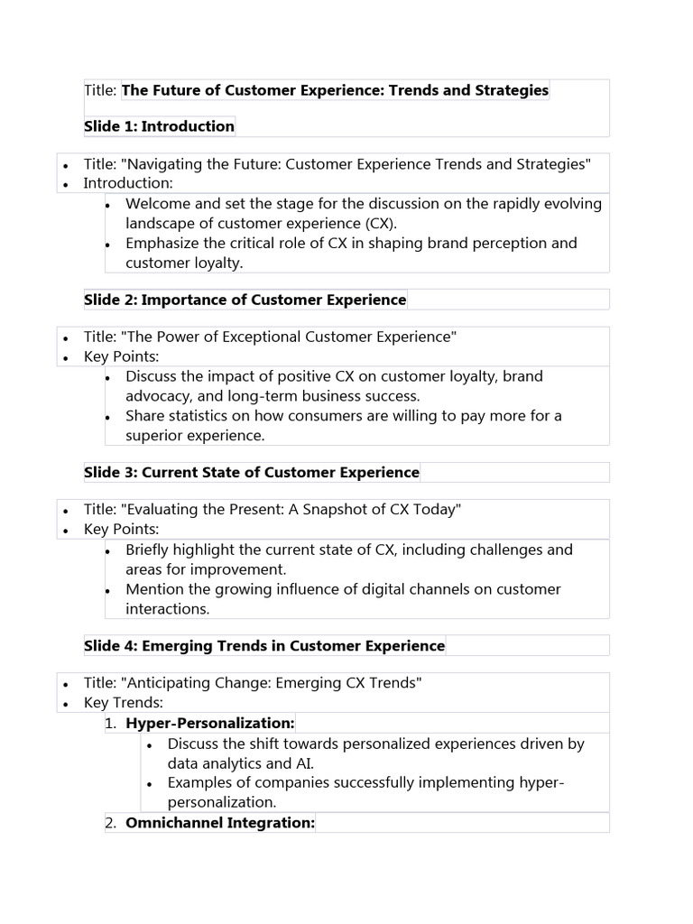 Future Trends in Customer Experience | PDF | Customer Satisfaction ...