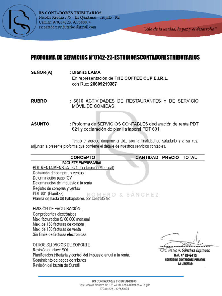 PROFORMA THE COFFEE CUP E.I.R.L. PDF