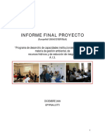 Informe Final Proyecto (EuropeAid 126040 D SER Multi) Programa de Desarrollo de Capacidades Institucionales Nacionales en Materia de Gestion Ambiental de Recursos Hidricos y de Reduccion de Riesgos