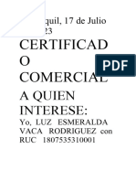 Certificado Comercial Dasportec