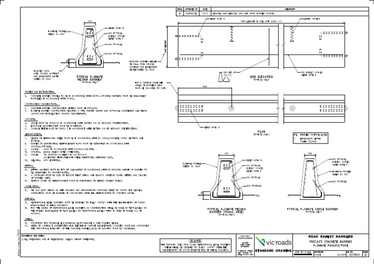 F-Shape Concrete Barrier Specifications | PDF | Engineering ...