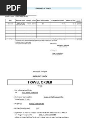Sk Itinerary Travel Travel Order Travel Completed