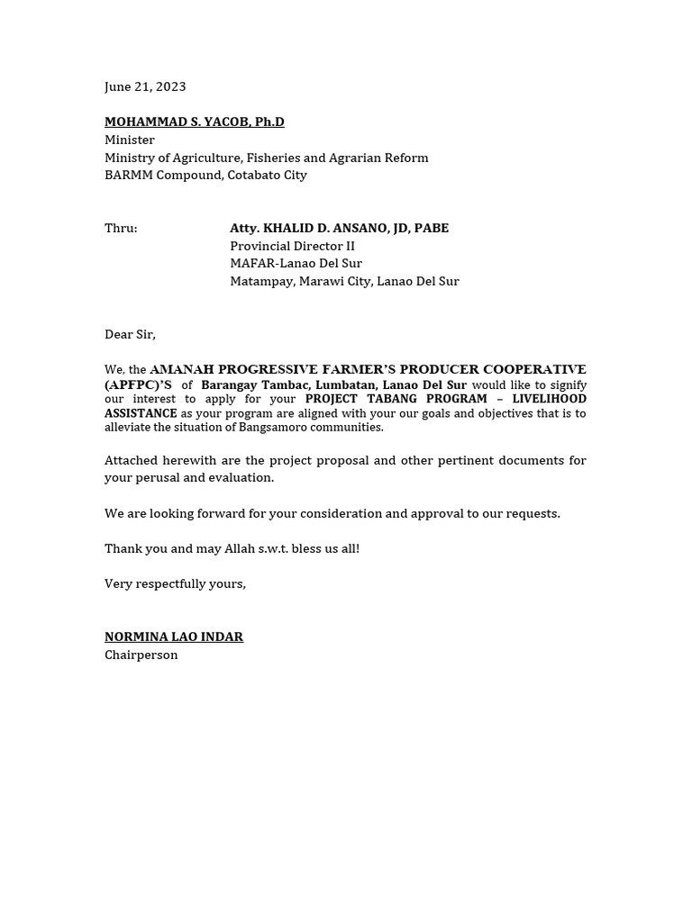 Request for Livelihood Assistance Approval | PDF