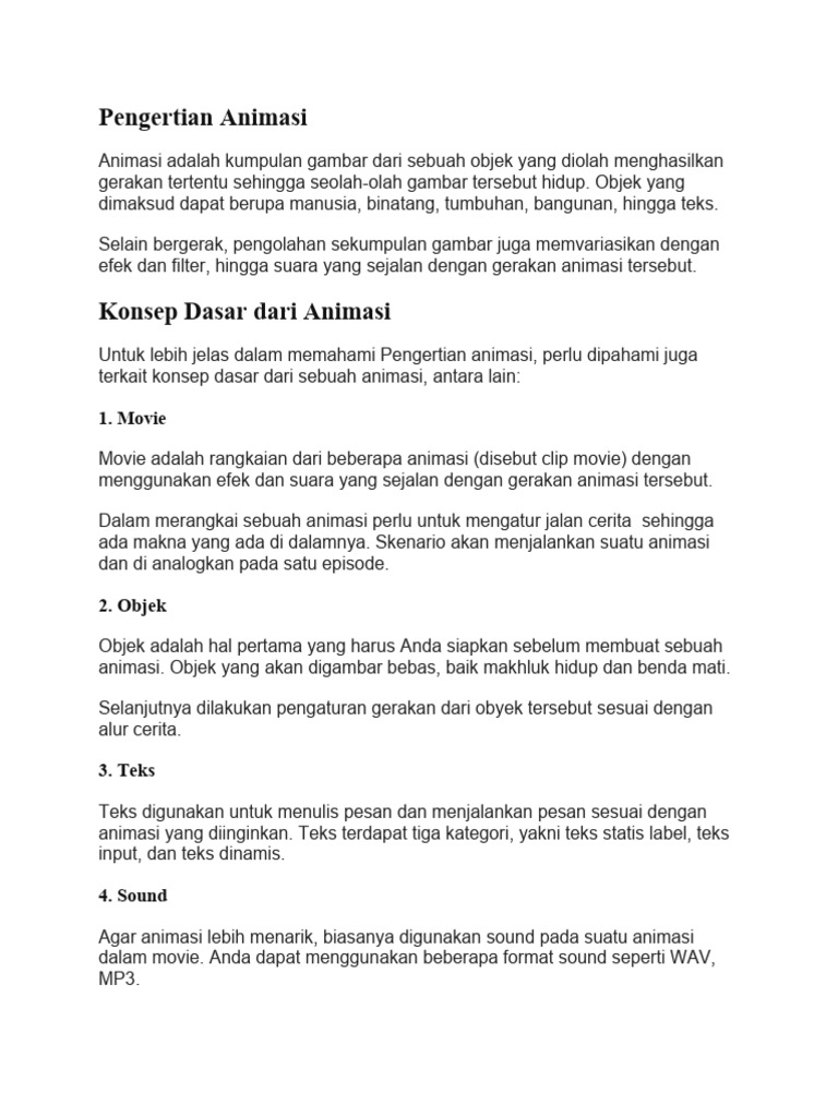 Pengertian Dasar Animasi Xi Pdf