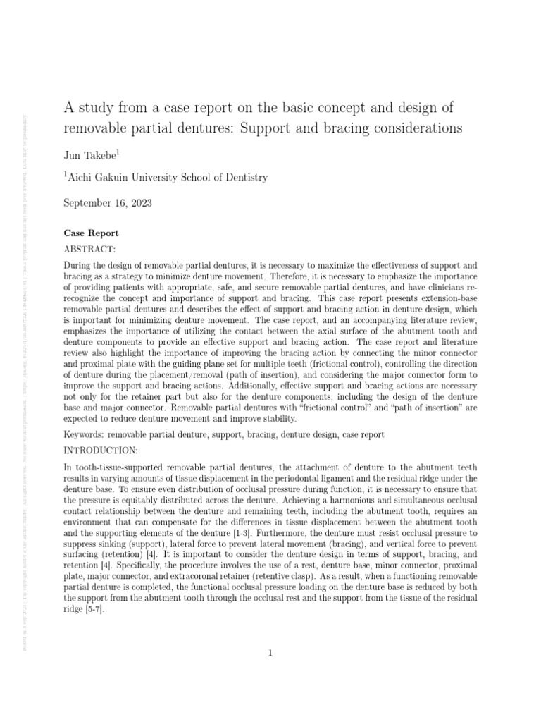 A Study From A Case Report On The Basic Concept and Design of Removable