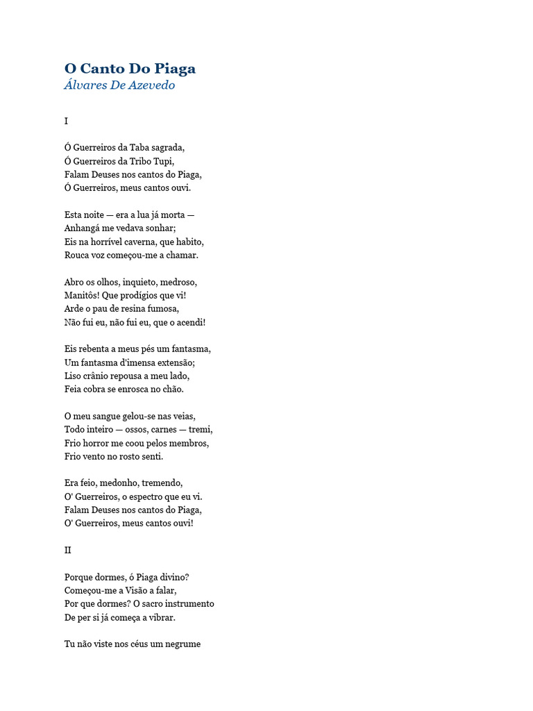 O Canto do Piaga: Ancestralidade e Medo | PDF