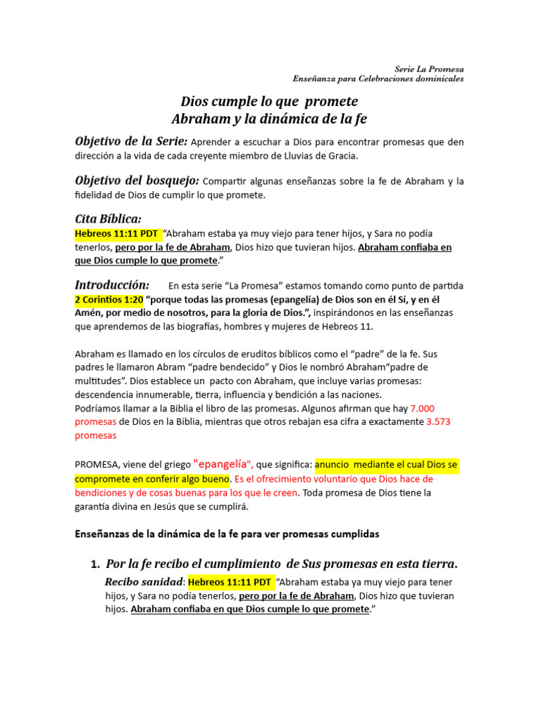 Promesas de Dios y la Fe de Abraham | PDF | Abrahán | Sarah