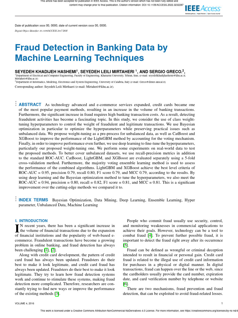 Machine Learning for Bank Fraud Detection | PDF | Machine Learning ...