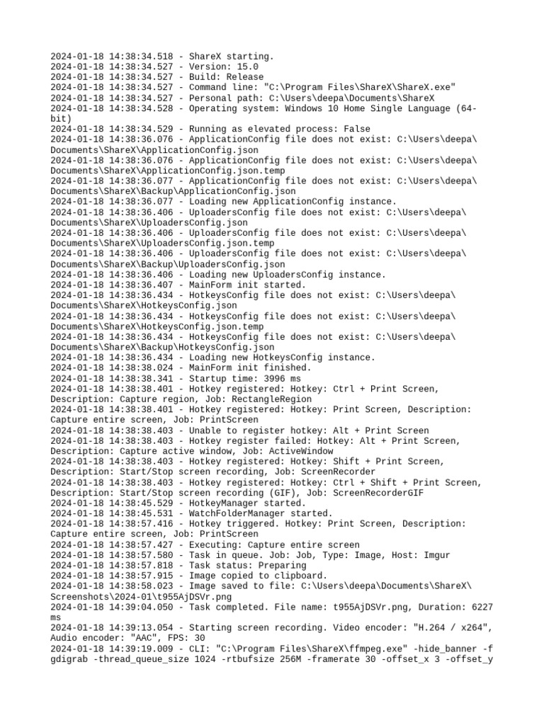 Sharex log 2024 01 download free pdf keyboard shortcut command